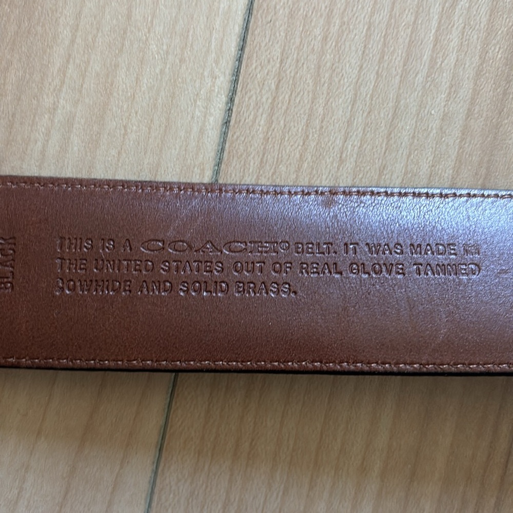 Coach Black Leather Belt Size Large. Brass Buckle. - Picture 3 of 6